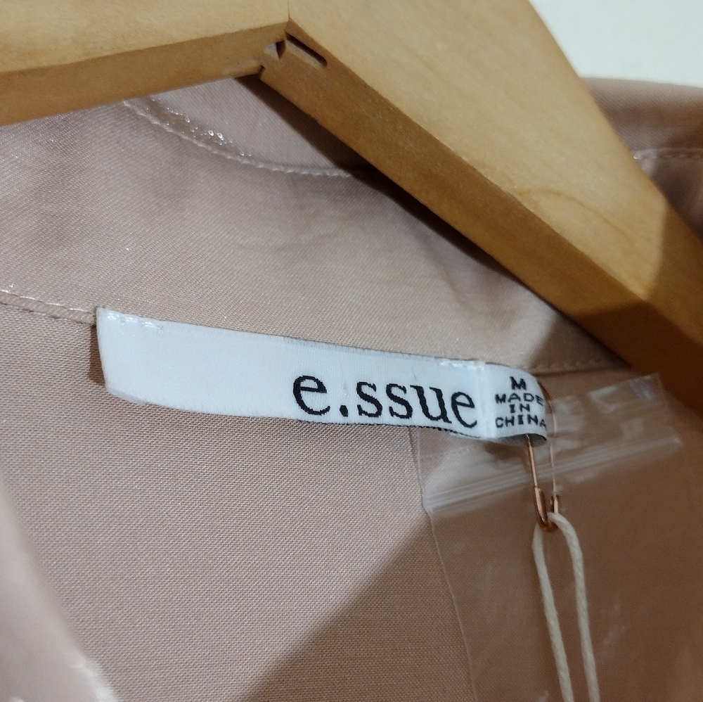 ESSUE Pink Button Down Wrap Front Mini Dress - Picture 5 of 7